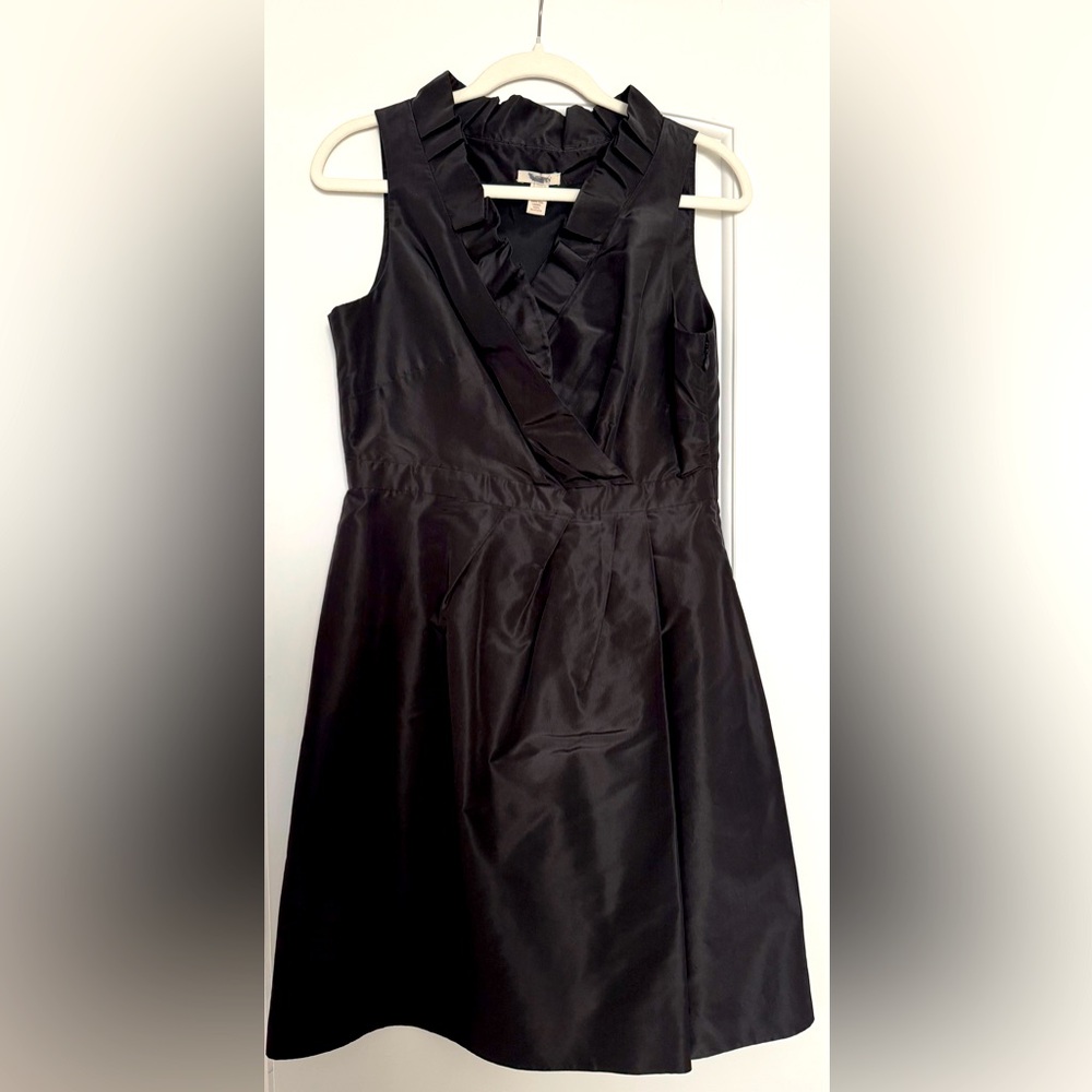 J CREW Blakely Black Silk Taffeta Gathered Cocktail Party Wrap Dress